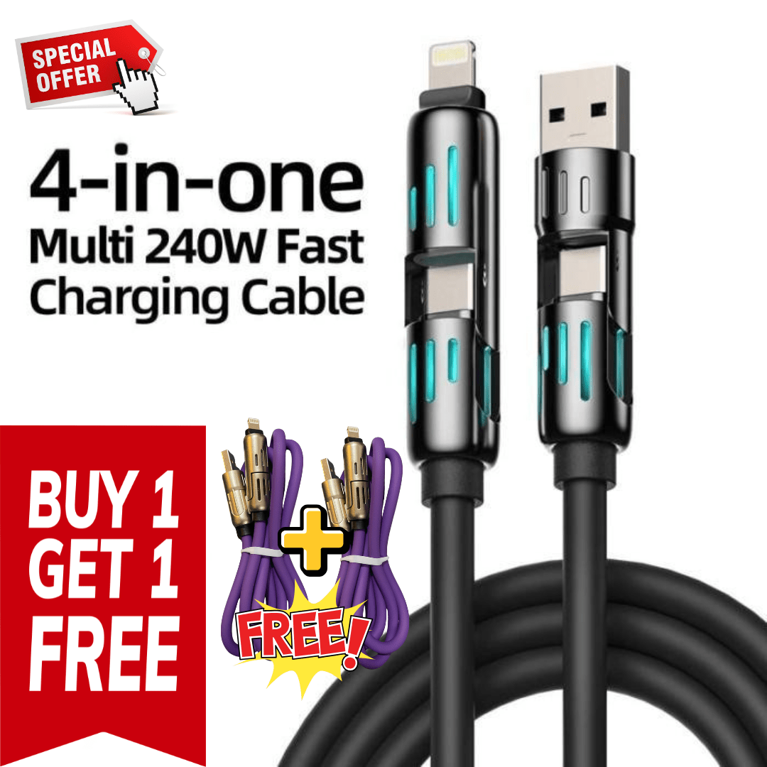 4 in 1 USB Cable |2M| Super Fast All - in - One (🎁 BUY 1 GET 1 FREE 🎁) - AfrickanTZ