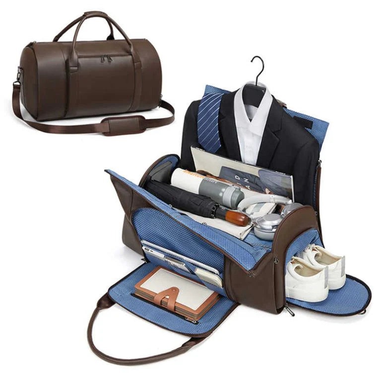 CarryPro™ Full Leather – All-in-One Foldable Garment & Travel Bag.