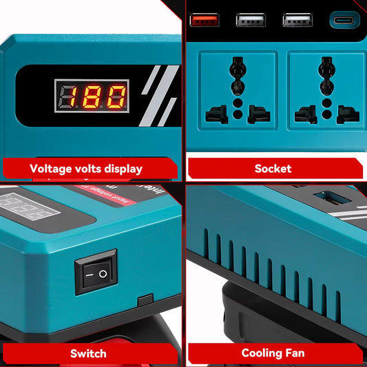 High-Capacity 120W Smart Battery Inverter – Portable AC & USB Power Solution