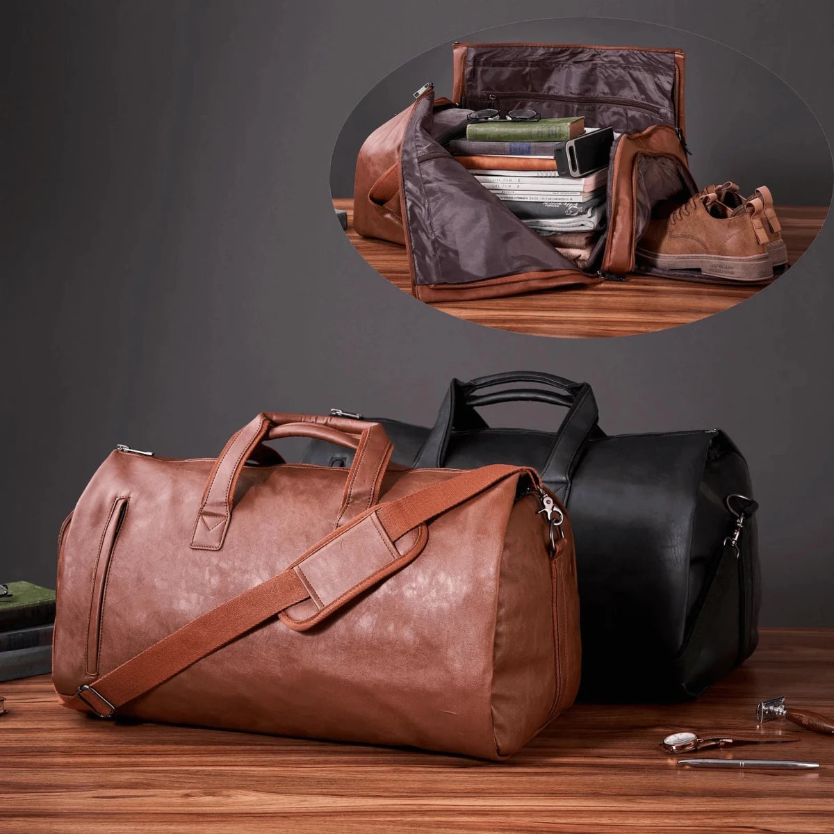 CarryPro™ Full Leather – All - in - One Foldable Garment & Travel Bag. - AfrickanTZ