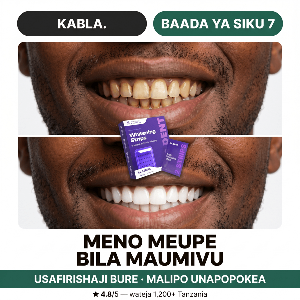 Dr. Dent™ PurpleWhite Strips — Advanced Colour Correcting Formula (42 Pcs) - AfrickanTZ