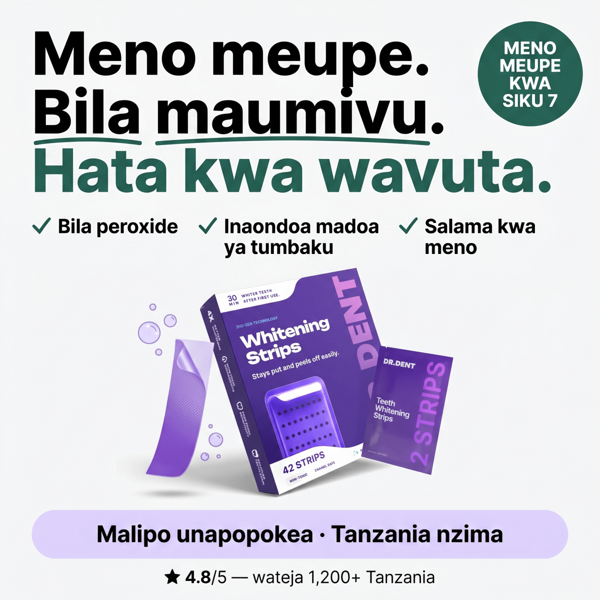 Dr. Dent™ PurpleWhite Strips — Advanced Colour Correcting Formula (42 Pcs) - AfrickanTZ