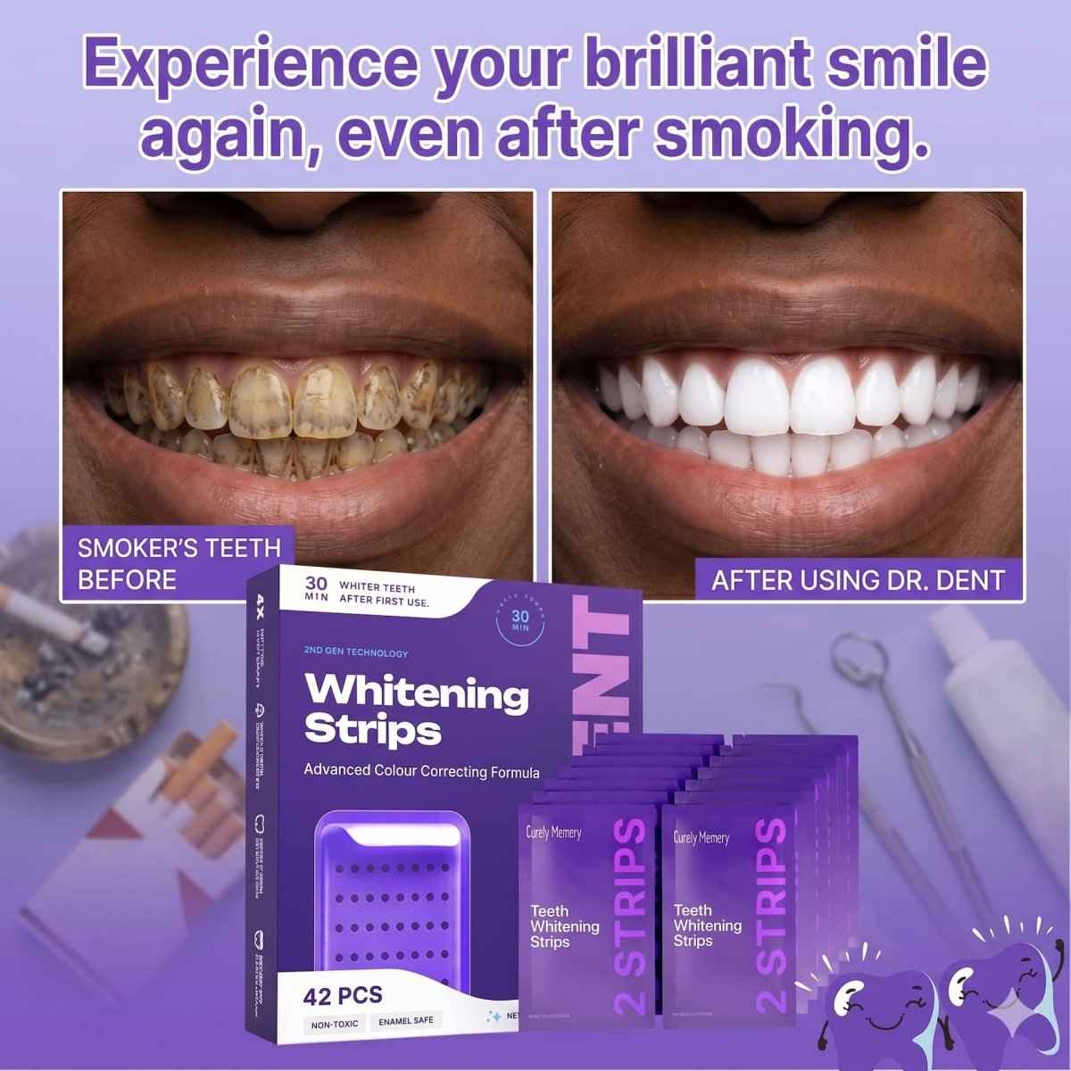 Dr. Dent™ PurpleWhite Strips — Anti-Nicotine Whitening Formula(42 Pcs)