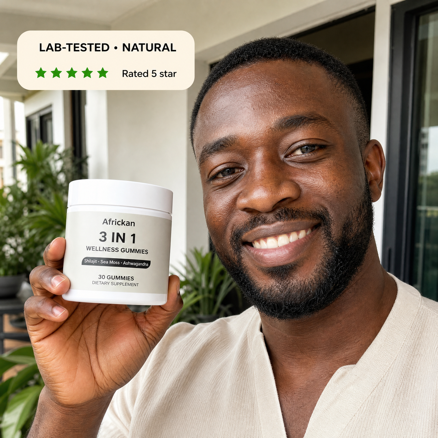 Africkan 3 in 1 Wellness Gummies · Shilajit, Sea Moss & Ashwagandha · 30 Gummies