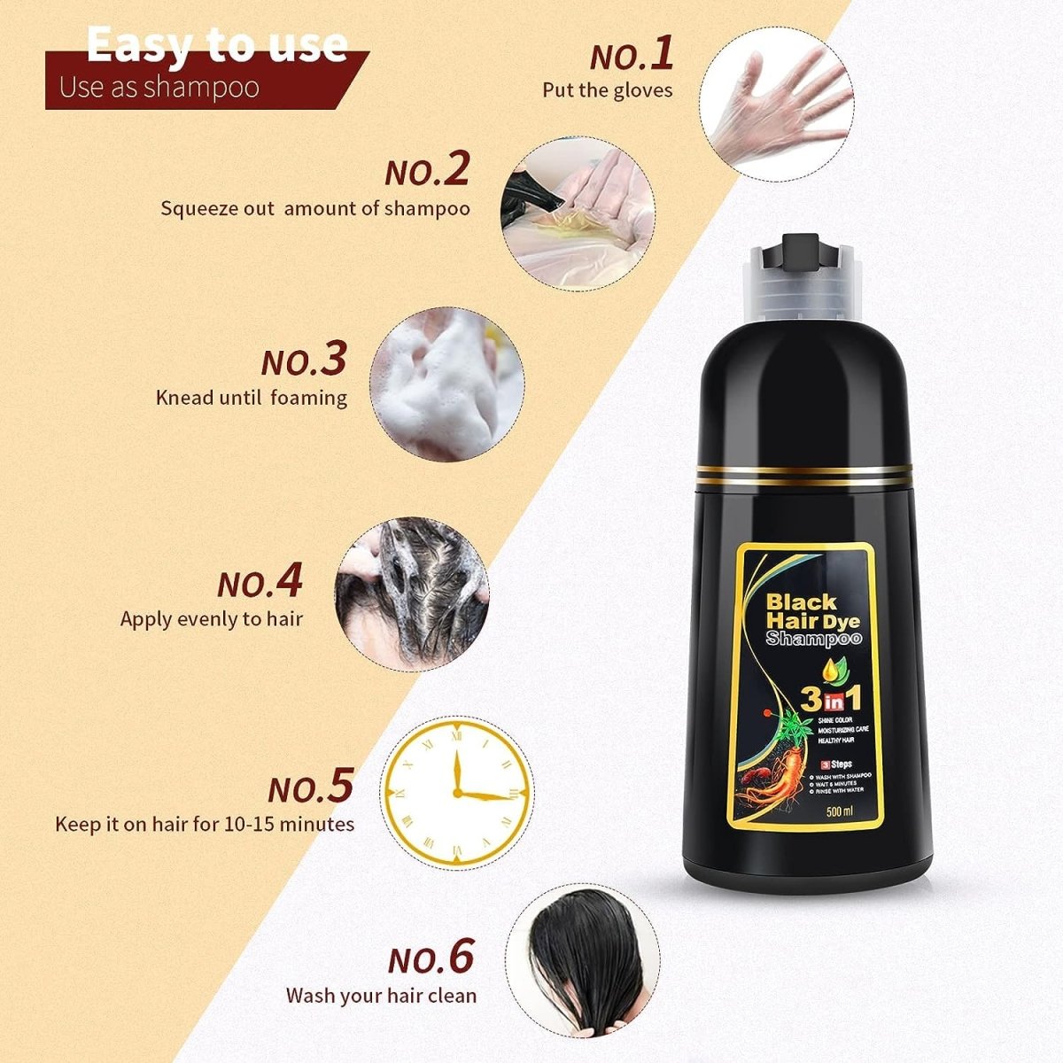 Shampoo ya Asili ya Kuzuia Unenyeupe wa Nywele (500ML) - AfrickanTZ