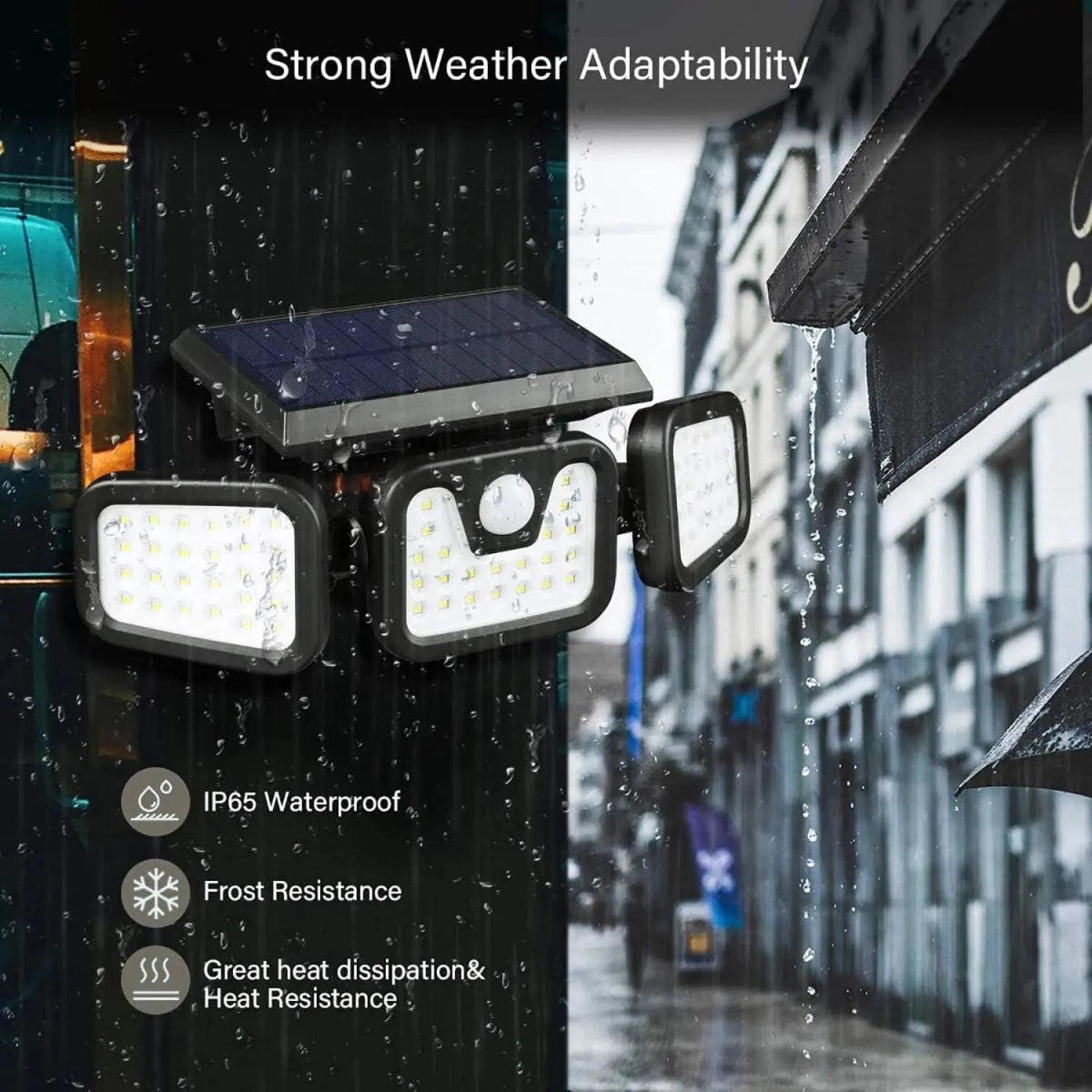 SolarGuard™ Pro — Smart Solar Motion Security Light (IP65 Waterproof, 1050 Lumens, Adjustable 3 - Head Design) - AfrickanTZ