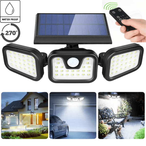 SolarGuard™ Pro — Smart Solar Motion Security Light (IP65 Waterproof, 1050 Lumens, Adjustable 3 - Head Design) - AfrickanTZ