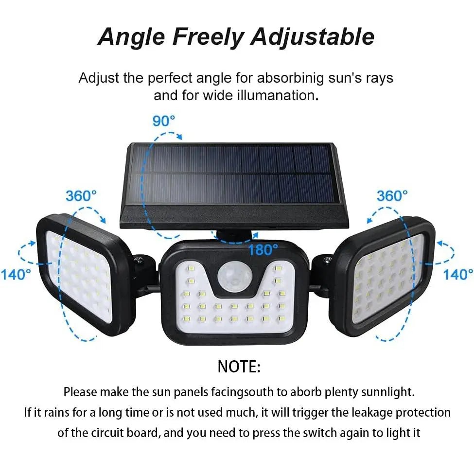 SolarGuard™ Pro — Smart Solar Motion Security Light (IP65 Waterproof, 1050 Lumens, Adjustable 3 - Head Design) - AfrickanTZ