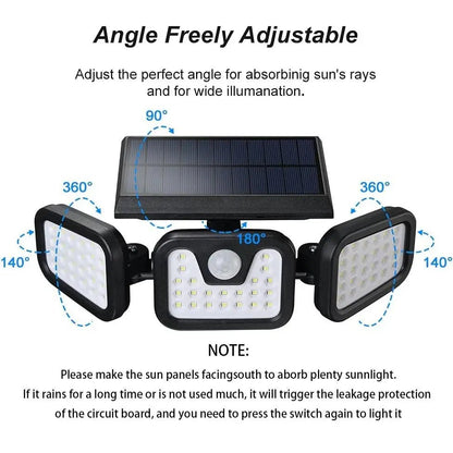 SolarGuard™ Pro — Smart Solar Motion Security Light (IP65 Waterproof, 1050 Lumens, Adjustable 3 - Head Design) - AfrickanTZ