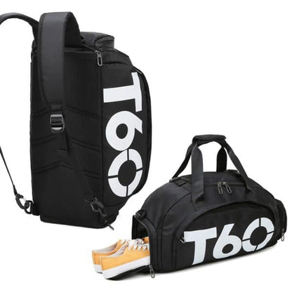 T60 PowerDuffel™ – Waterproof Sports, Gym & Travel Bag(Black | Grey) - AfrickanTZ