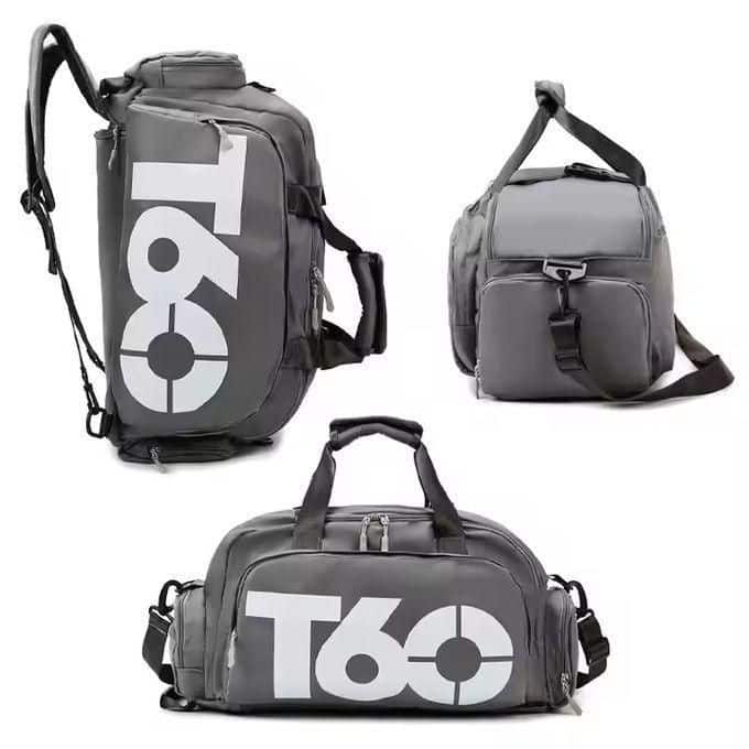T60 PowerDuffel™ – Waterproof Sports, Gym & Travel Bag(Black | Grey) - AfrickanTZ